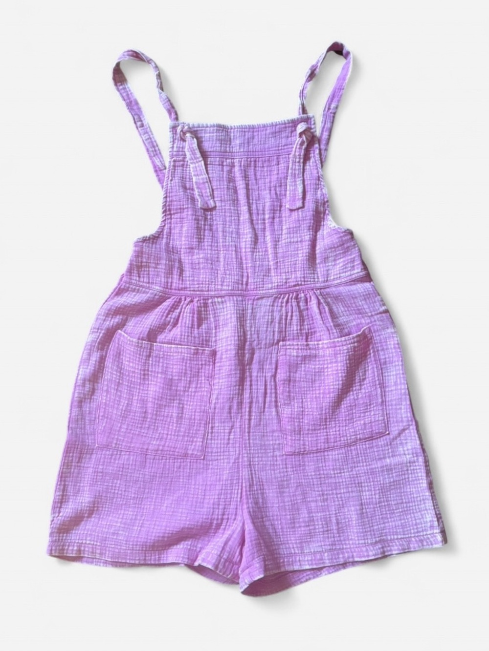 Zenana Woven Double Gauze Acid Washed Romper Overall Shorts Shortalls Pink Sz S